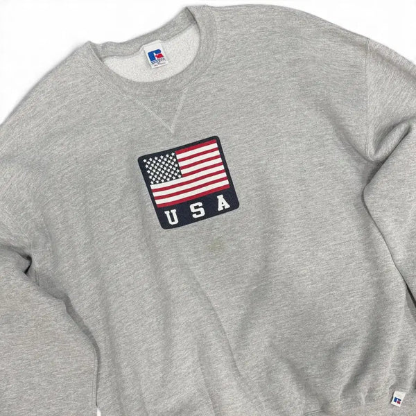 [BUNJANG] Vintage Russell Athletic USA Graphic Sweatshirt XL / 빈티지 러셀(RUSSELL) 성조기 USA 그래픽 스웻셔츠, 맨투맨 XL