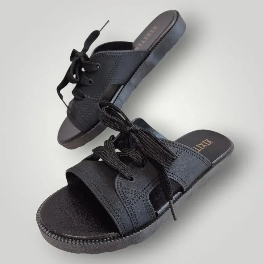 [BUNJANG] Black Ribbon Slippers / 블랙 리본 슬리퍼 235mm