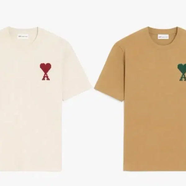 [BUNJANG] AMI Big Logo Short Sleeve T-Shirt Ivory/Beige / 한정특가)아미 빅로고 반팔 티셔츠 아이보리/베이지 미개봉 새상품