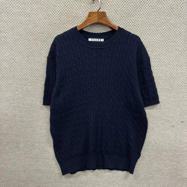[BUNJANG] Suare Twist Short Sleeve Knit M / 수아레 꽈배기 반팔 니트 M D05093