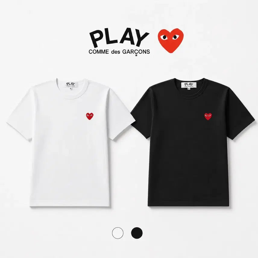 [BUNJANG] Comme des Garçons Red Heart T-Shirt White/Black Sealed / 특가)꼼데가르송 레드하트 반팔티  화이트/블랙 미개봉 새상품 레드와펜