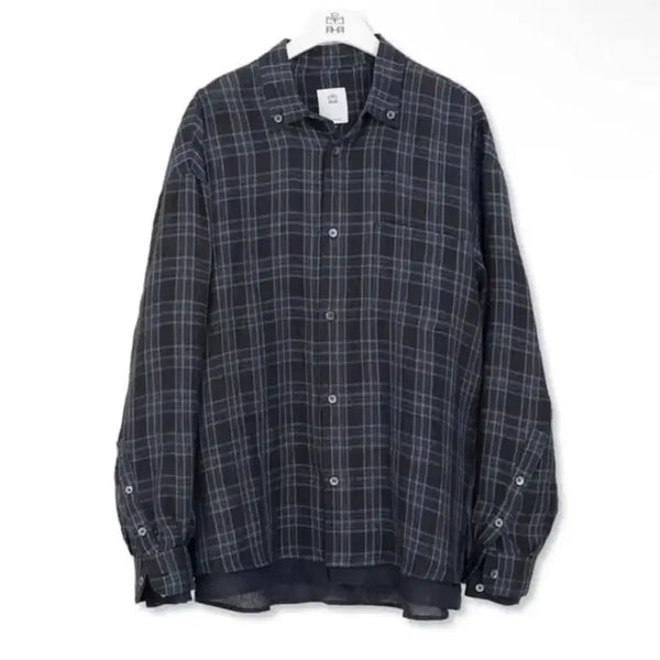 [BUNJANG] Politeru Layered Check Shirt Size 4 / 폴리테루 레이어드 셔츠 4size