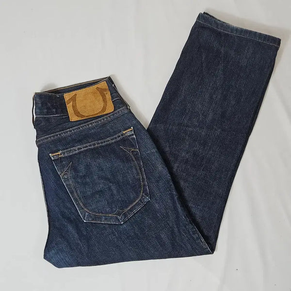 [BUNJANG] True Religion USA Leather Patch Gino Denim Pants Jeans 30 / 트루릴리전 USA 가죽패치 지노 데님팬츠 진 청바지 30