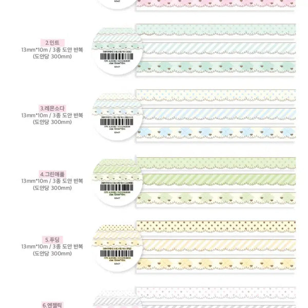 [BUNJANG] Weitofetch Sweet Frill Mix, Mini Stitch, Sweet Melody Washi Tape Set / 웨이투페치 - 스윗 프릴 믹스,미니 스티치,스윗 멜로디 13종 마테