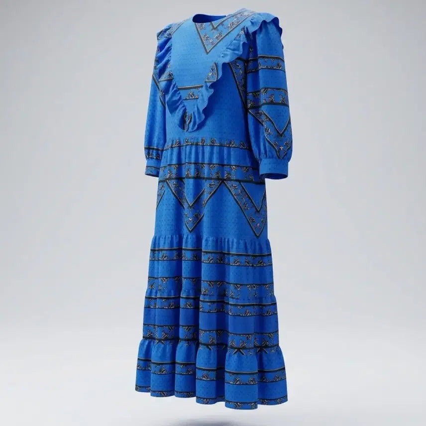 [BUNJANG] Patterned Frill Balloon Dress / 여성F/ 패턴 프릴 벌룬원피스