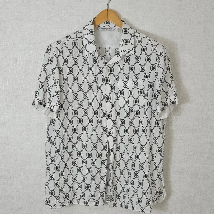 [BUNJANG] Neil Barrett Monogram Lyocell Short Sleeve Shirt / 닐바렛 모노그램 반팔셔츠 리오셀 기능성 L (거의 새상품) 정품