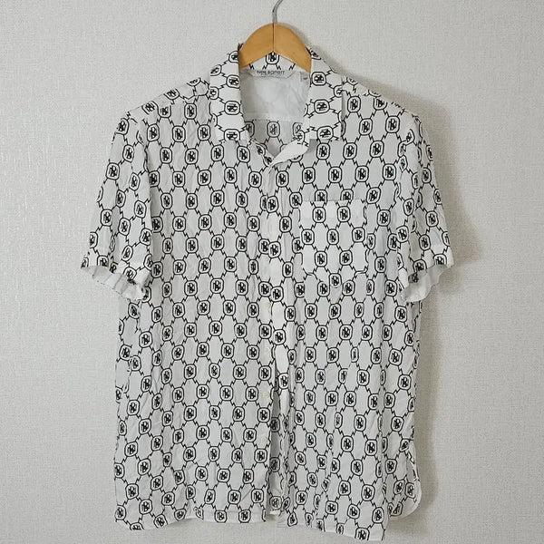 [BUNJANG] Neil Barrett Monogram Lyocell Short Sleeve Shirt / 닐바렛 모노그램 반팔셔츠 리오셀 기능성 L (거의 새상품) 정품