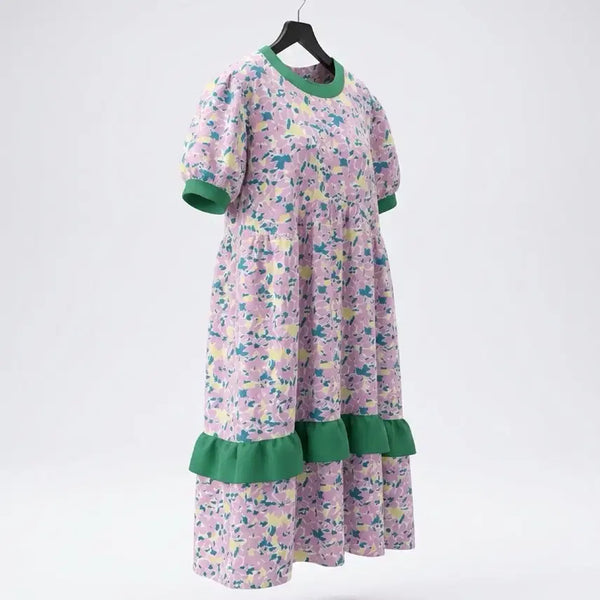 [BUNJANG] Women's Floral Pink Balloon Dress / 여성F/ 플로럴 핑크 벌룬원피스