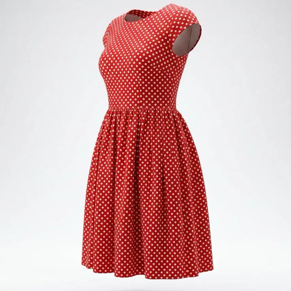 [BUNJANG] Women's Polka Dot Pattern Red Dress / 여성F/ 도트패턴 레드 원피스