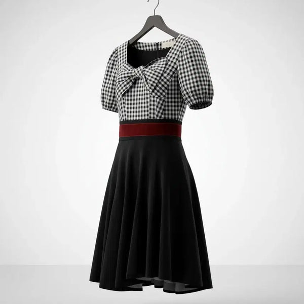 [BUNJANG] LYNN Check Pattern Ribbon Dress Size 2 / 여성 2사이즈/ LYNN 체크패턴 리본 원피스