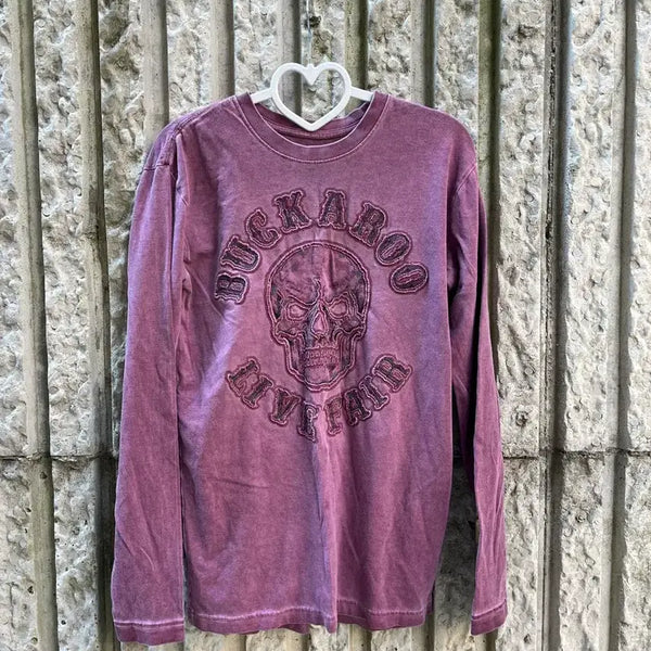 [BUNJANG] Buckaroo Vintage Harley Skull Long Sleeve T-Shirt / 버커루 스컬 긴팔티 [빈티지 할리 해골]