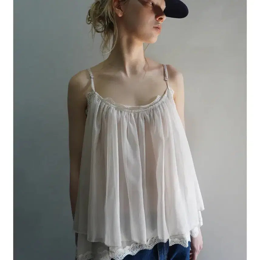 [BUNJANG] Sunburn Project Lace Sleeveless Blouse / 썬번프로젝트 lace sleeveless blouse 새상품