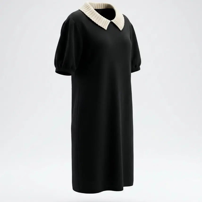 [BUNJANG] Women's Bloom Knit Big Collar Dress / 여성F/ 브룸 니트소재 빅카라 원피스