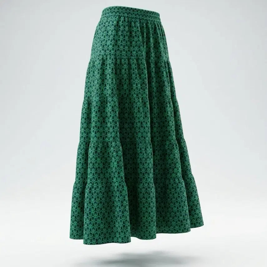 [BUNJANG] Patterned Banding Flare Long Skirt / 여성F/ 패턴 밴딩 플레어 롱 스커트