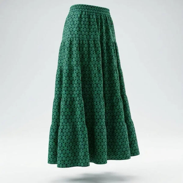 [BUNJANG] Patterned Banding Flare Long Skirt / 여성F/ 패턴 밴딩 플레어 롱 스커트