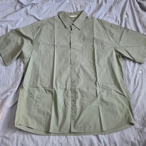 [BUNJANG] Blank Room Fine Day Shirt Blue Khaki / 블랭크룸 파인데이 셔츠 블루 카키 2 100~105