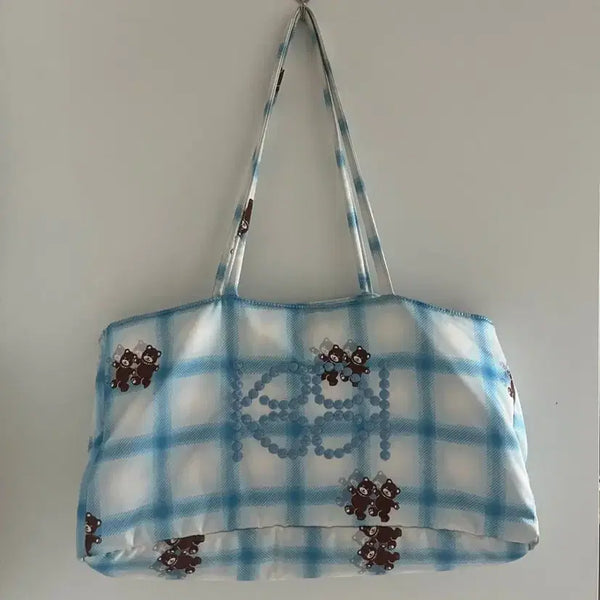 [BUNJANG] Kijun Check Bear Shopper Bag / kijun 기준 체크베어 쇼퍼백