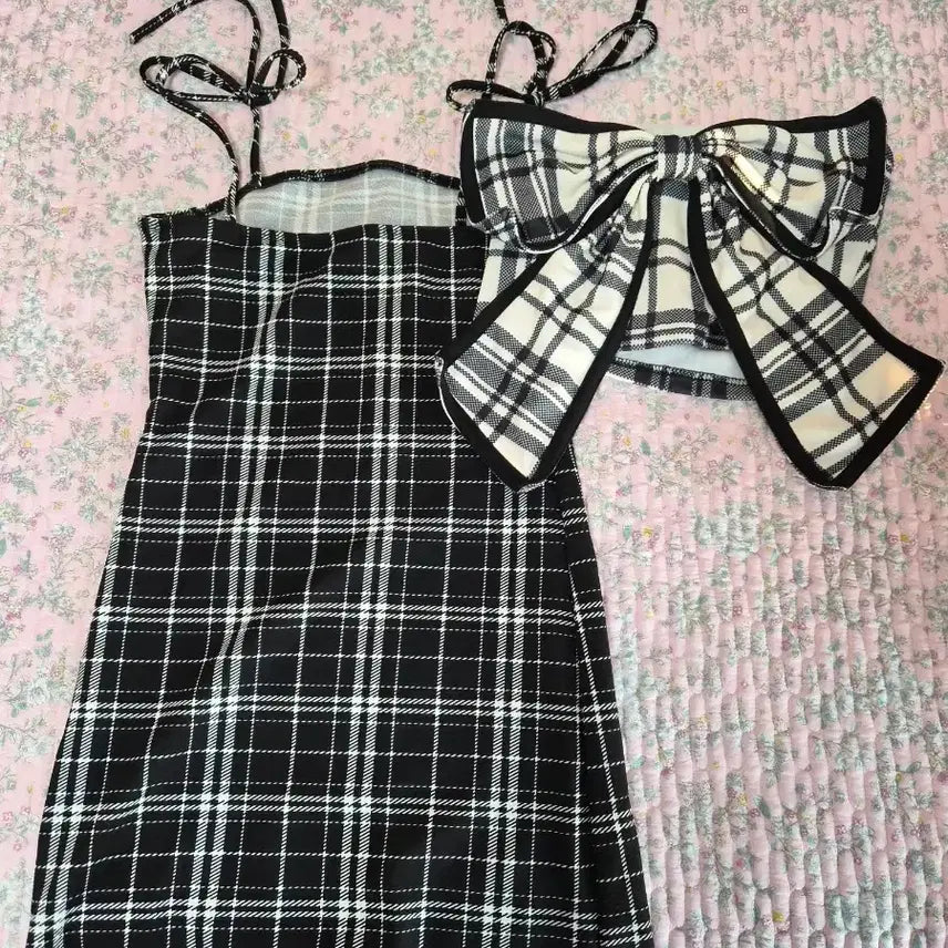 [BUNJANG] GURLLI Mini Dress Black Check Set / 걸리 미니 원피스 블랙 체크