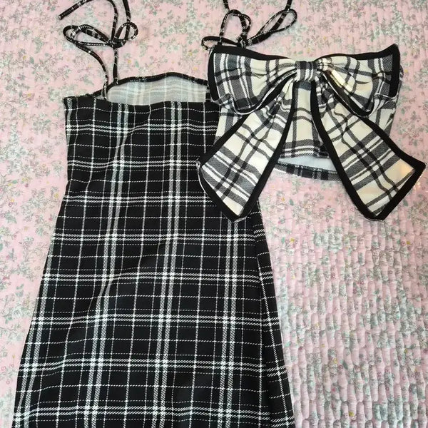[BUNJANG] GURLLI Mini Dress Black Check Set / 걸리 미니 원피스 블랙 체크