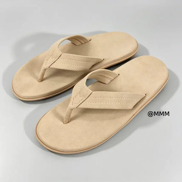 [BUNJANG] Suede Leather Flip-Flop Slippers / 스웨이드 레더  쪼리 슬리퍼