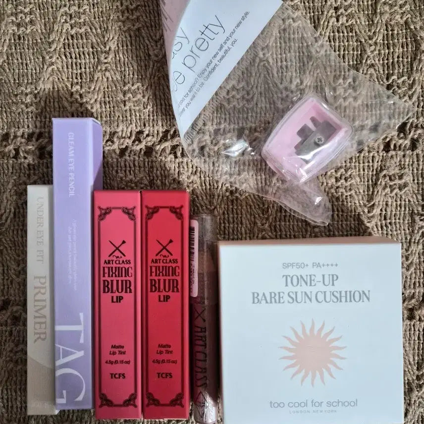 [BUNJANG] Too Cool For School Art Class Frottage Eye Primer & Lip Set / 쿨톤 묶음판매 새상품 투쿨포스쿨 프로타주 모브온 프라이머 핑크크러쉬 샤프