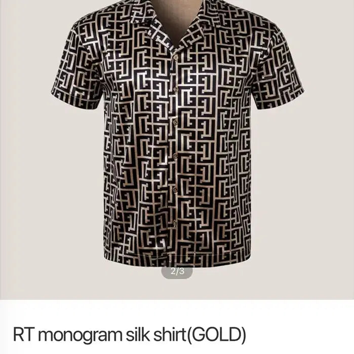 [BUNJANG] Raffinato Etoile Monogram Silk Shirt Gold Size 48 / 라피나토 에뚜알 모노그램 실크 셔츠 골드 48사이즈 미개봉 판매