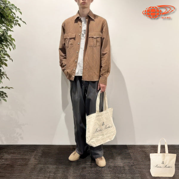 [BUNJANG] BEAMS F x Brooks Brothers Logo Canvas Tote Bag / 빔즈 에프 별주 브룩스 브라더스 로고 토트백