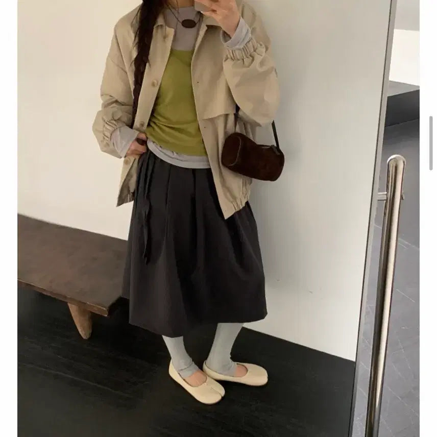 [BUNJANG] Avid (AVID) Midi A-Line Skirt with Elastic Waistband / [새 옷] 포켓서울 Avid 아비드 이브 미디 밴딩 스커트 A라인
