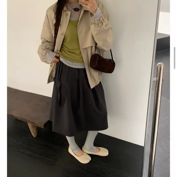[BUNJANG] Avid (AVID) Midi A-Line Skirt with Elastic Waistband / [새 옷] 포켓서울 Avid 아비드 이브 미디 밴딩 스커트 A라인