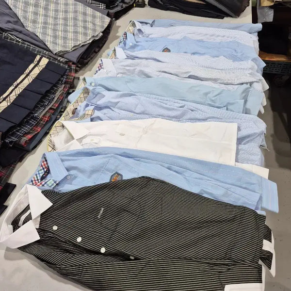 [BUNJANG] Used Men's Long Sleeve School Uniform Shirts (Mixed Sizes, 10 pcs) / 중고남성 교복긴팔셔츠 사이즈믹스 10장