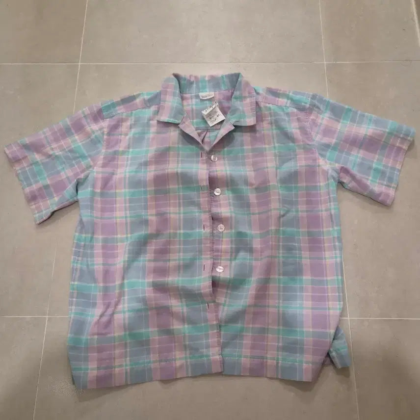 [BUNJANG] Cropped Open Collar Checkered Shirt / 크롭 오픈칼라셔츠 M