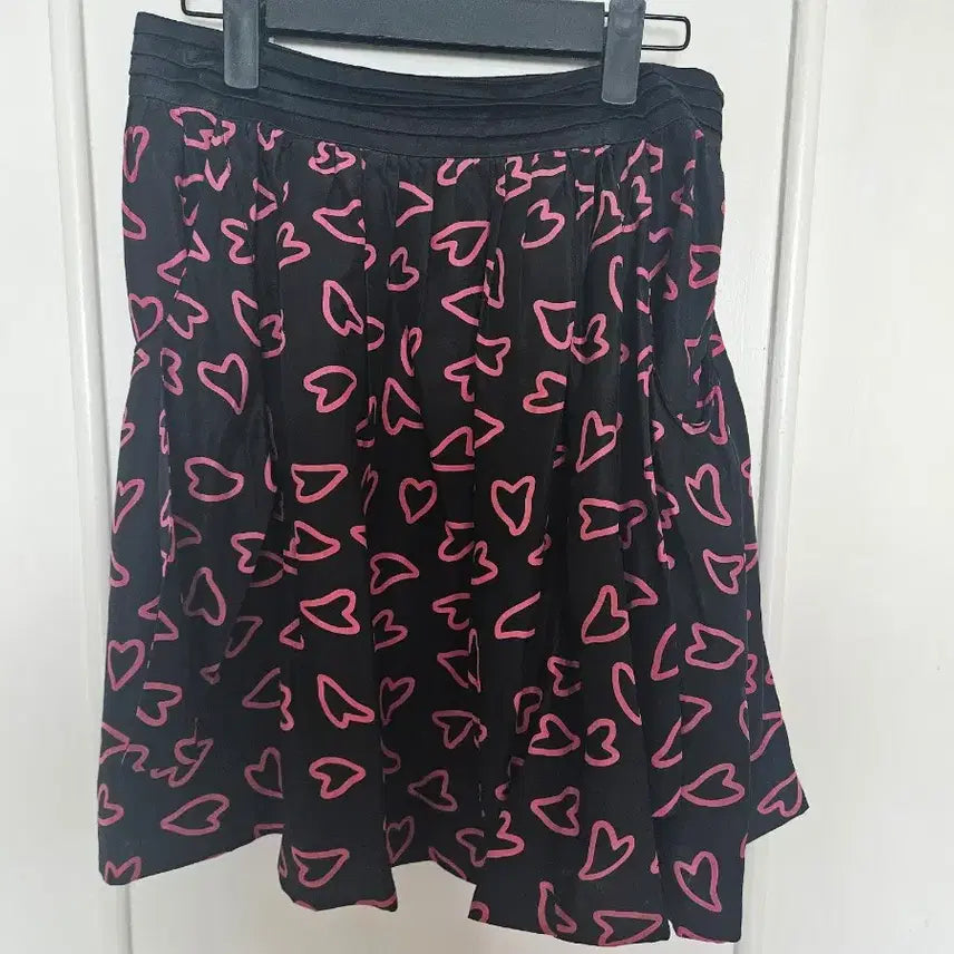[BUNJANG] Reneevon 100% Silk Pink Heart Ribbon Shirring Skirt / [정품/실크100%] 레니본(RENEEVON) 러블리 핑크하트 리본 실크