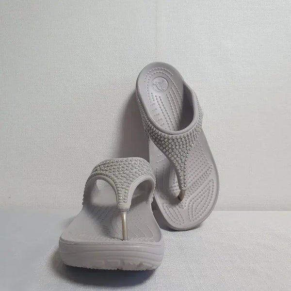 [BUNJANG] Crocs Sloane Diamante Flip Flops Sandals / 220mm 크록스 슬론 디아만테 플립 그레이