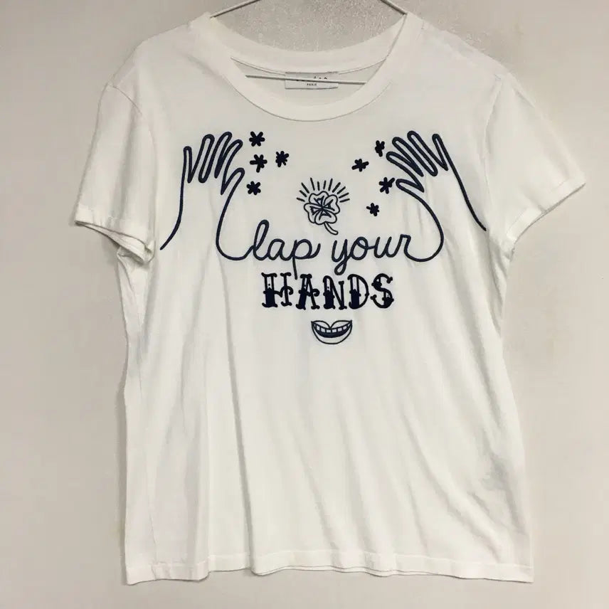 [BUNJANG] Sandro Embroidered Short Sleeve T-Shirt / SANDRO 산드로 자수 반팔 티셔츠 1