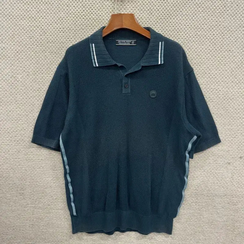 [BUNJANG] Basquiat Rose Knit Short-Sleeve Polo T-Shirt / 장미쉘바스키아 니트 반팔카라티 110 D05100