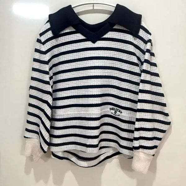 [BUNJANG] SJSJ Striped Knit T-Shirt / 한섬 SJSJ 스트라이프 니트 티셔츠