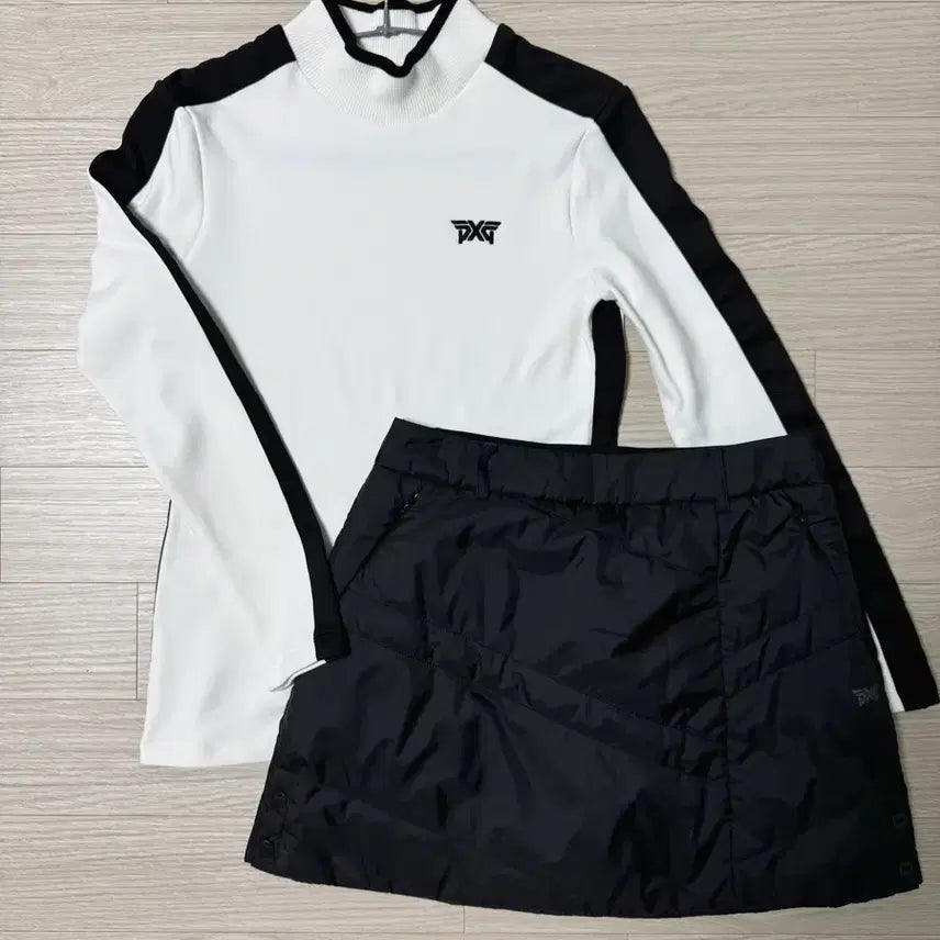 [BUNJANG] PXG Genuine Winter Golf Wear Set (Fleece Spandex T-Shirt S + Padding Skirt 67) / 정품 PXG 겨울 골프옷 세트 (기모 스판 티셔츠 S + 패딩스커트 67