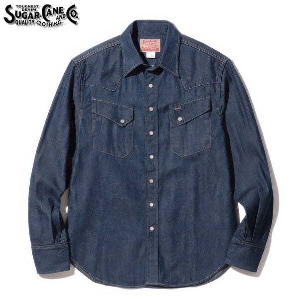 [BUNJANG] Sugar Cane Blue Denim Western Shirt / 슈가케인 블루 데님 웨스턴 셔츠 긴팔