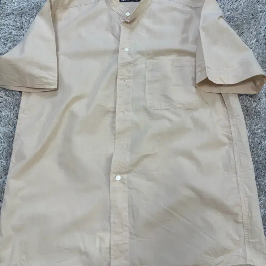 [BUNJANG] HL Chinese Collar Short Sleeve Shirt Beige Size 105 / 일제 HL 차이나카라 반팔셔츠 사이즈 105