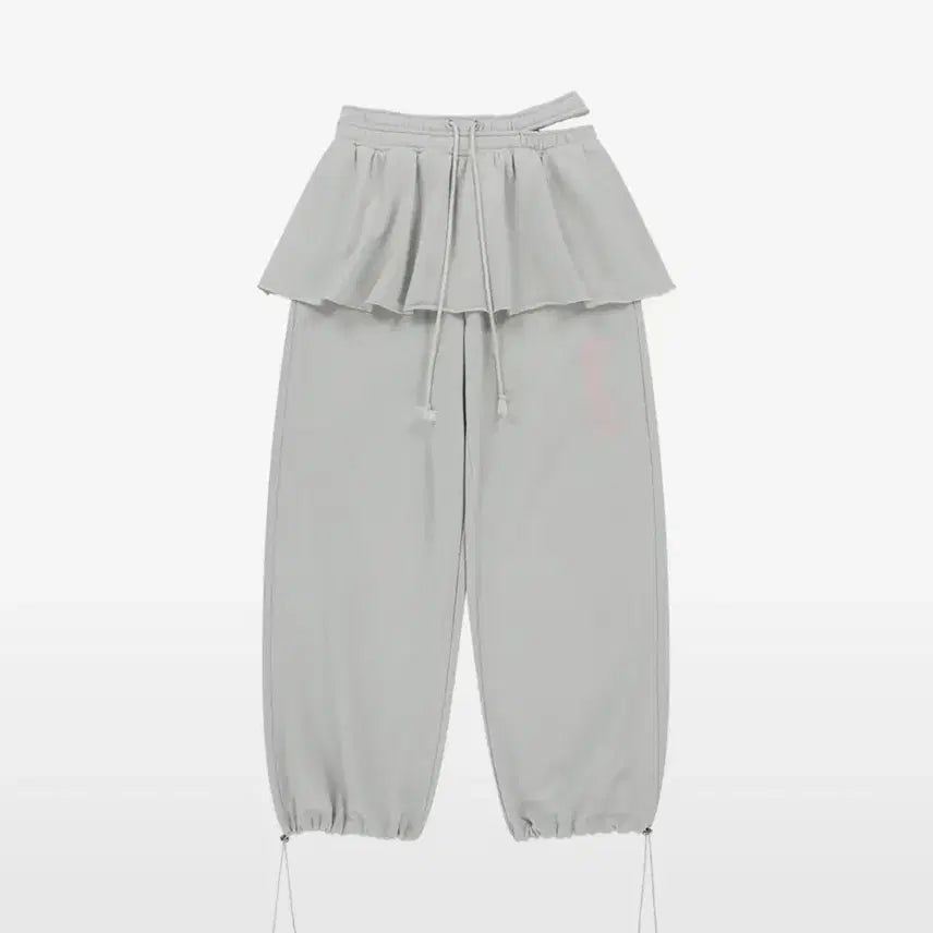 [BUNJANG] Duomiu Double Waist Skirt Sweatpants - Light Grey / 뚜오미오 DOUBLE WAIST SKIRT SWEATPANTS