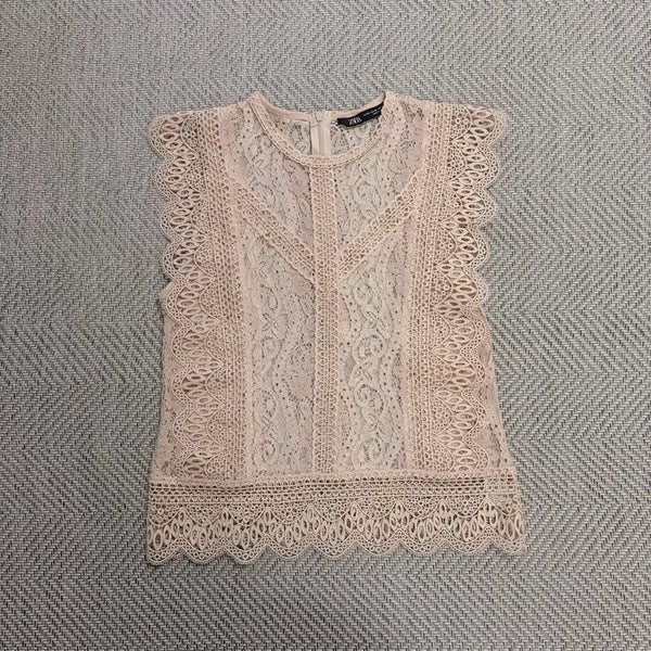 [BUNJANG] Zara Lace Blouse (Apricot) / (XS)ZARA 슈스스 레이스 블라우스
