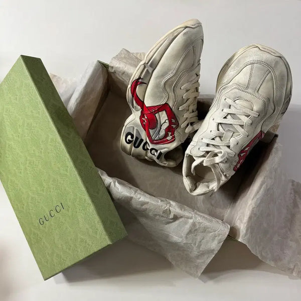 [BUNJANG] Gucci Rhyton Lip Dirty Sneakers Size 8 / [8/당일출고]구찌 라이톤 입술 더티 스니커즈