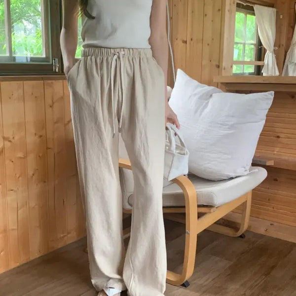 [BUNJANG] Linen Blend B-Grade Relaxed Fit Banding Pants / 교신안함)린넨 밴딩 팬츠-b급 가격 달라요