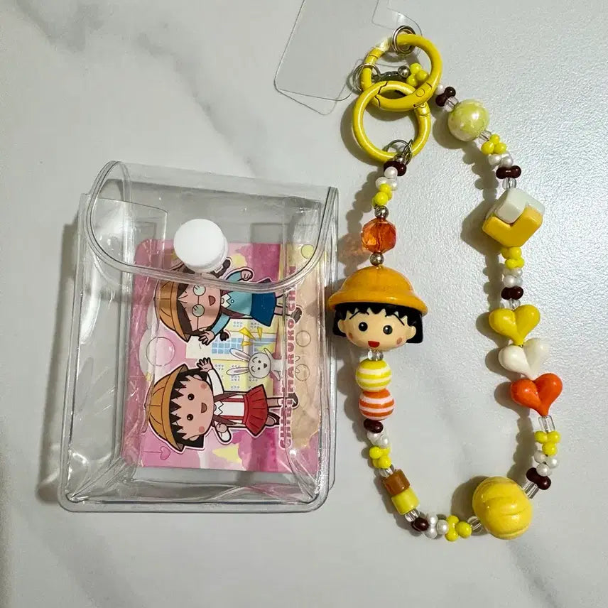 [BUNJANG] Chibi Maruko-chan Beaded Strap Phone Charm / 마루코는아홉살 비즈 스트랩 핸드폰줄