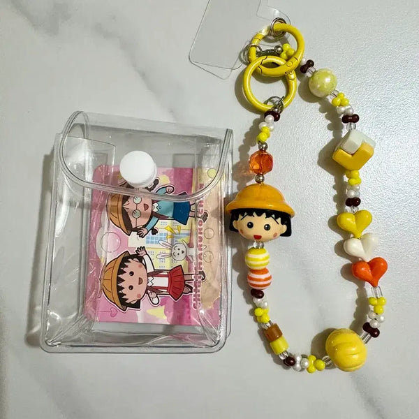 [BUNJANG] Chibi Maruko-chan Beaded Strap Phone Charm / 마루코는아홉살 비즈 스트랩 핸드폰줄