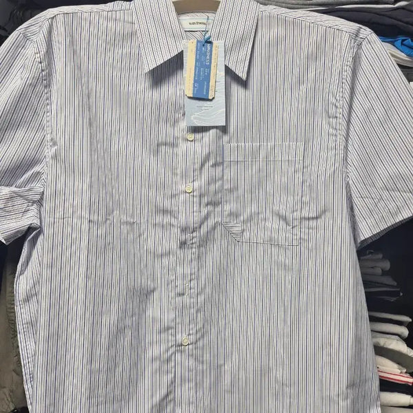 [BUNJANG] WAVYNESS Origami Stripe Half Shirt Blue / 웨이비니스 오리가미 스트라이프 하프 셔츠 블루 2사