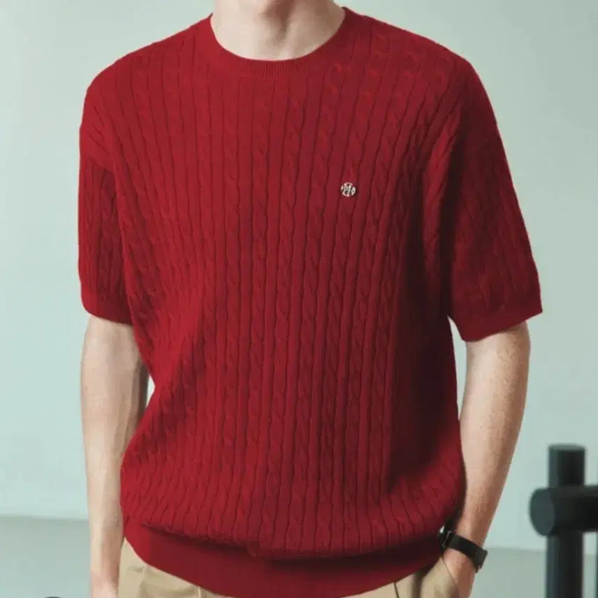 [BUNJANG] Mergo Cable Knit Sweater Red XL / 새옷) 메르고 케이블 니트 스웨터 레드 XL