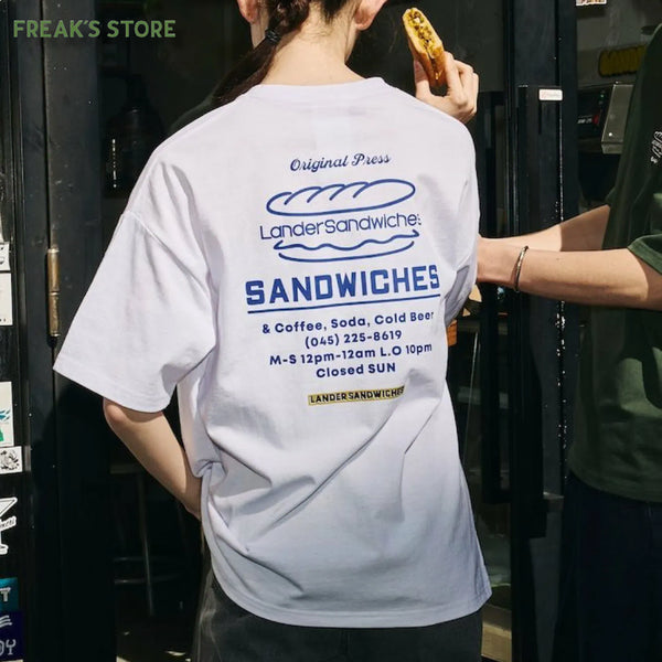 [BUNJANG] FREAK'S STORE × LANDER SANDWICHES Collaboration Oversized Back Print Crewneck T-Shirt / 프릭스 스토어 별주 랜더 오버핏 백프린트 크루넥 티셔츠