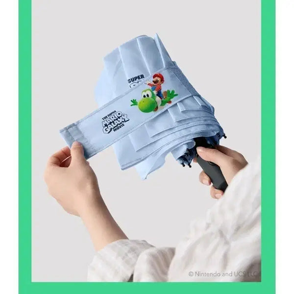 [BUNJANG] Super Mario 3-Section Automatic Umbrella - Light Blue / 슈퍼 마리오 3단 자동우산 라이트 블루