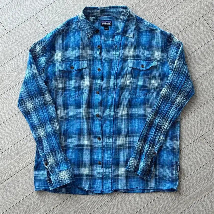 [BUNJANG] Patagonia Organic Cotton Blue Check Shirt / 파타고니아 오가닉코튼 블루 체크 셔츠